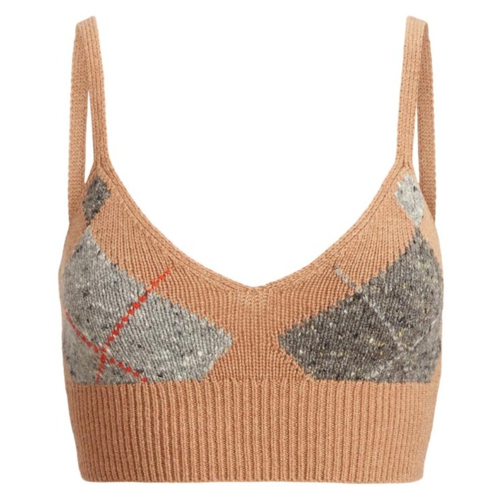 NWT Polo Ralph Lauren Argyle Wool Cashmere Crop Top Bralette XXL